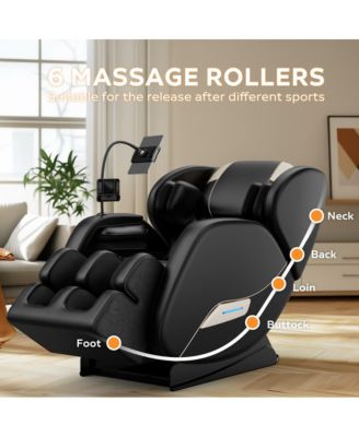 Full Body Massage Chair with Heat & Air Compression, Zero Gravity Recliner with Foot Rollers, Bluetooth & LED Lights-Maison Boucle