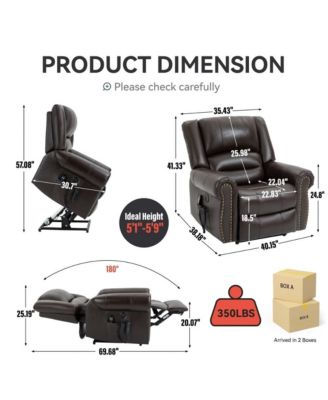 Dual Motor Power Lift Recliner with Massage & Heat, Leather Electric Chair with USB & Infinite Positions-Maison Boucle