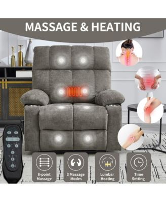 Heavy Duty Power Lift Recliner with Dual Motors, Massage & Heat, Infinite Position Chair with Cup Holders
