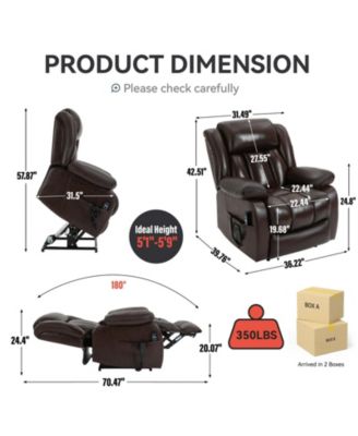 Genuine Leather Power Lift Recliner for Seniors, Dual Motor Chair with 8-Point Massage, Heat & Infinite Position