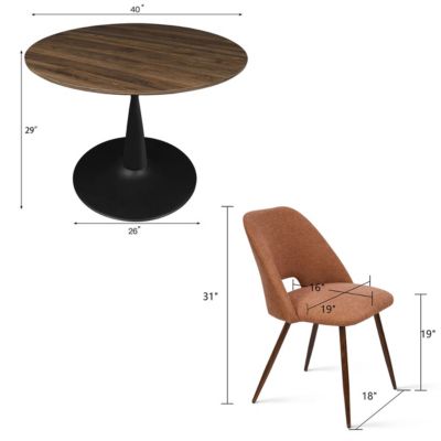 Walnut Finish Table And 4 Comfortable Chairs 5-Piece Dining Set