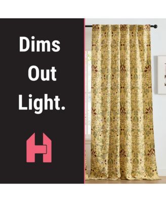 Florence Floral & Birds Patterned Window Back Tab Rod Pocket Curtains Bedroom - Light Blocking Darkening Window Panels, Set of 2