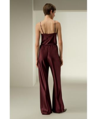 Women's Straight-Leg Silk Satin Pants