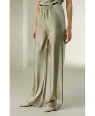 Women's Straight-Leg Silk Satin Pants