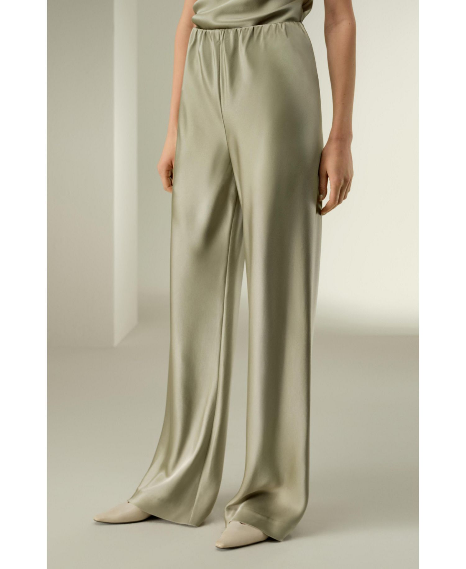 Women's Straight-Leg Silk Satin Pants