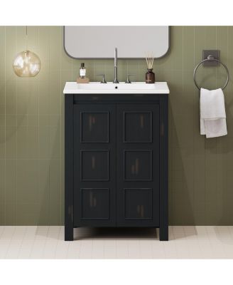 24x18x34" Small Bathroom Vanity Combo with Ceramic Sink and 2 Soft-Close Doors