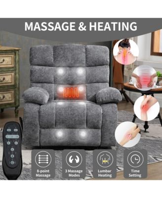 Lift Recliner Chair Heat Massage Dual Motor Infinite Position Up to 350 LBS Large Electric Power Lift Recliners with Power-Remote
