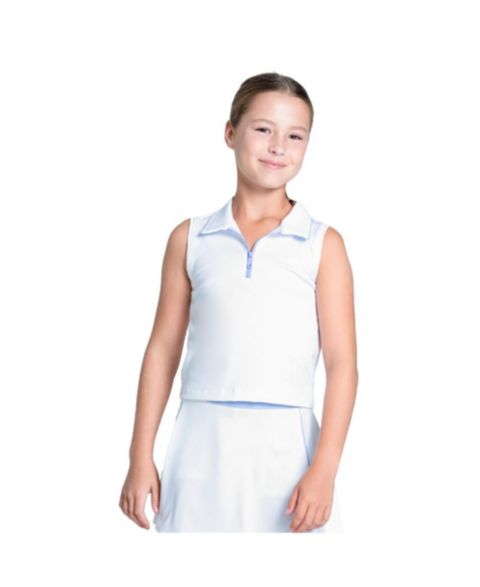 Женское поло Lucky In Love Club Zip Sleeveless Golf Polo, цвет: Белый