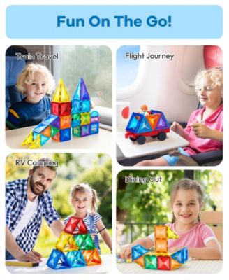 120 Piece  Building  Magnetic Tiles Clear Diamond Surface Magnetic 3D Blocks Construction Playboards