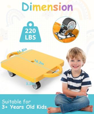 4/6-Pack Kids Sitting Scooter Set with Handles and Non-marring Universal Casters