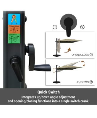 10x13 ft. 360° Rotation Cantilever Patio Umbrella with BaseandLED Light