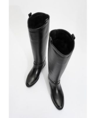May Leather Knee High Buckle Boot (Women)