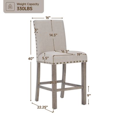 3-Piece Farmhouse Rustic Counter Height Dining Table Set, Wooden Dinette Set For 2