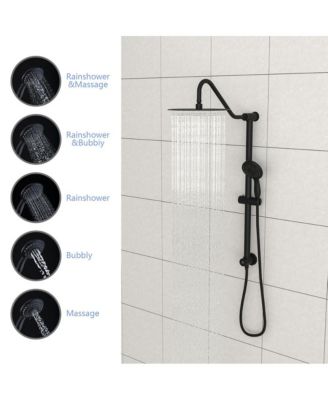 10 Inch Shower System with 5 Function Rain Hand Shower, 26.3" Slide Bar Shower Head Combo, Matte Black
