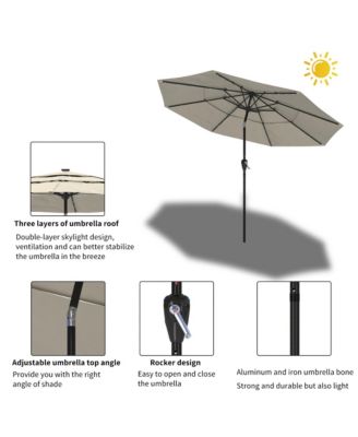 3-Tier Patio Umbrella with Led Lights 10ft Outdoor Patio Table Umbrella Large Umbrella Pool Umbrella For Deck, Pool, Garden, Patio
