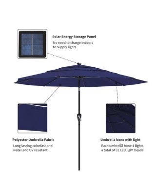 3-Tier Patio Umbrella with Led Lights 10ft Outdoor Patio Table Umbrella Large Umbrella Pool Umbrella For Deck, Pool, Garden, Patio
