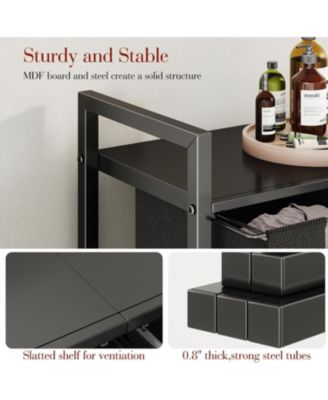 Laundry Basket Organizer, Laundry Hamper with Shelf &amp; 2 Pull-Out Removable Bags, Dirty Clothes Hamper Organizer for Laundry Room Bathroom and Dorm, 2 x 11.8 gallons (44.5L)