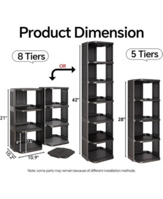 Vertical Shoe Rack: 8 Tiers Stackable Shoe Rack for Closet DIY Free Standing Shoe Organizer Small Shoe Shelf for Small Spaces and Narrow Spaces Plastic
