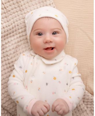 Baby Girls 2 Piece "Lily Of The Valley" Cotton Rich Velour Footie Set