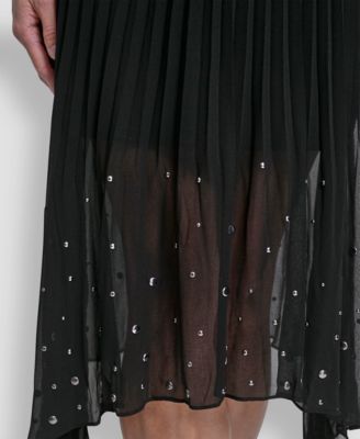 Women's Pleat Detail Pull On Midi Skirt