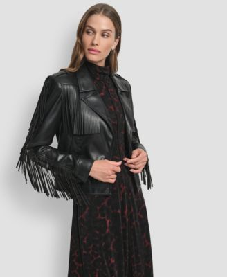 Women's Fringe Detail Crop Collared Jacket