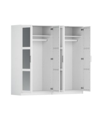 100% Solid Wood Urban 4-Door Wardrobe with Mirrored Doors