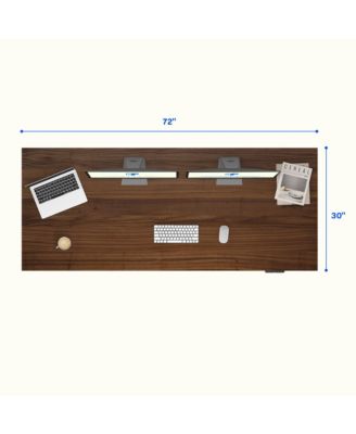 E7-COMMERCIAL 72  W Electric Adjustable Standing Desk, Black Walnut Top, Black Base