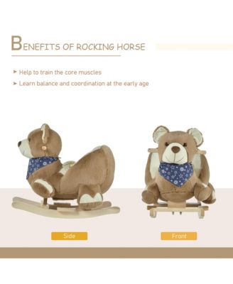 Baby Rocking Horse, Plush Animal Rocker w/ Realistic Sound, Pedals