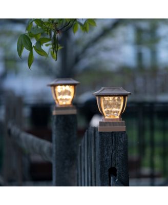 SOLAR WAVE GLASS POST and FENCE CAP & DECK RAILING LIGHTS - 2 LIGHTS