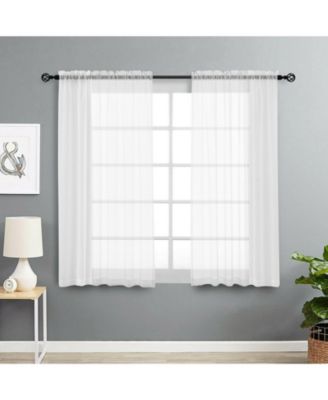 Designer Sheer Voile Rod Pocket Curtains For Small Windows