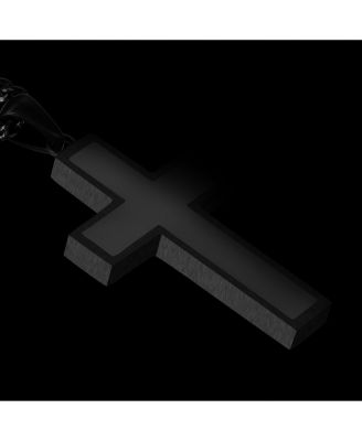 Men's Stone Cross Pendant Stealth Black - Large