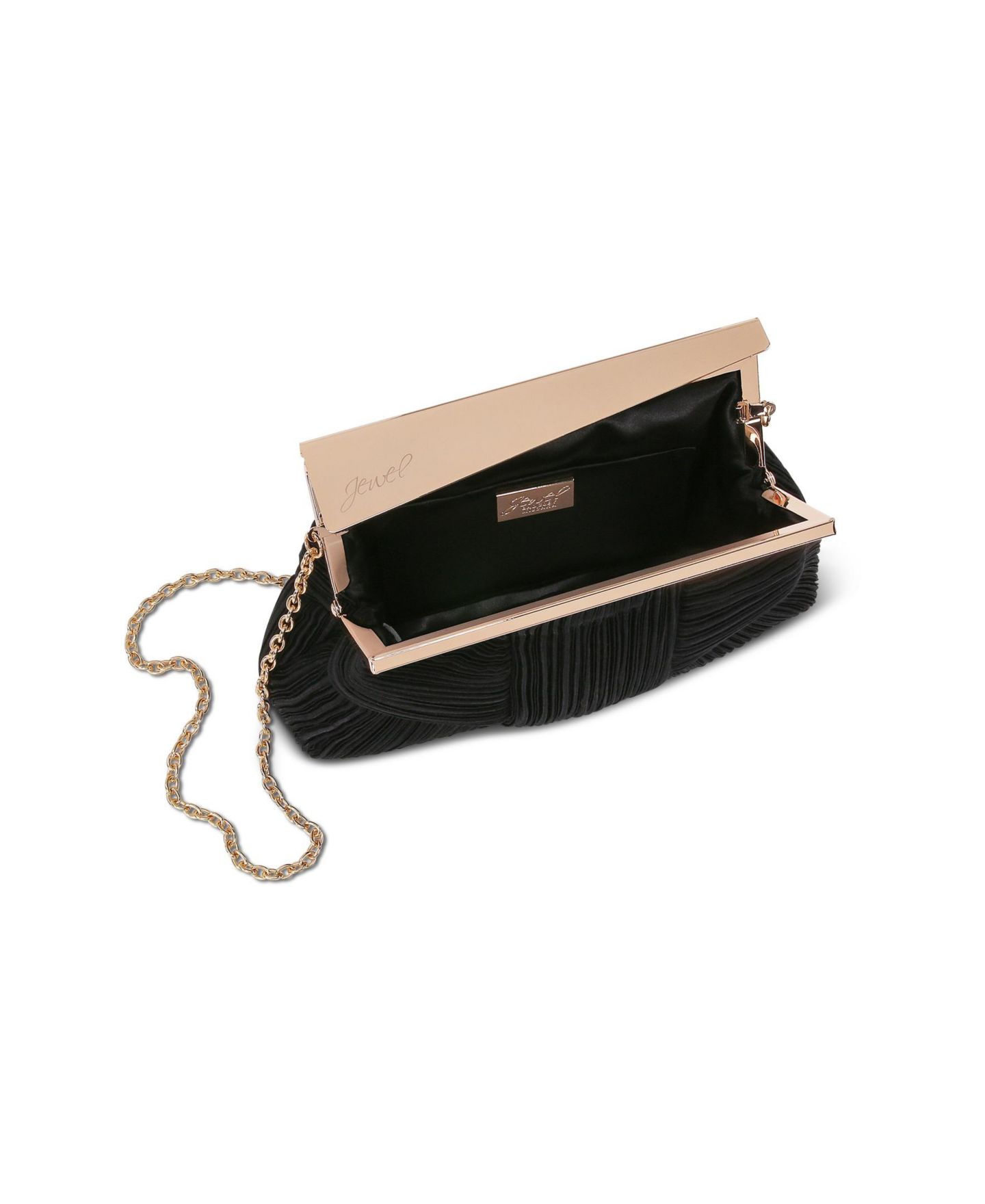 Женская сумка Jewel Badgley Mischka Millie Signature Frame Mini Pleated Satin Pouch, цвет: Сиреневый — фото 3