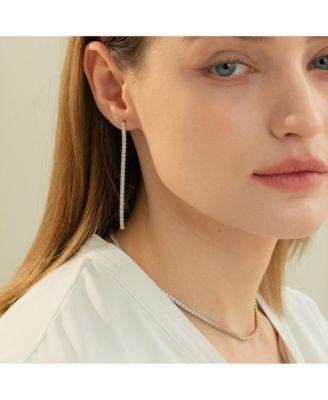 Sterling Silver 18k Gold Plated Cherie Tennis Necklace & Earrings Set