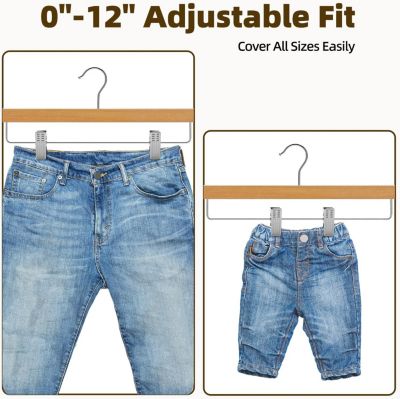 Premium Solid Lotus Wood Hangers for Pants & Skirts with Adjustable Clips