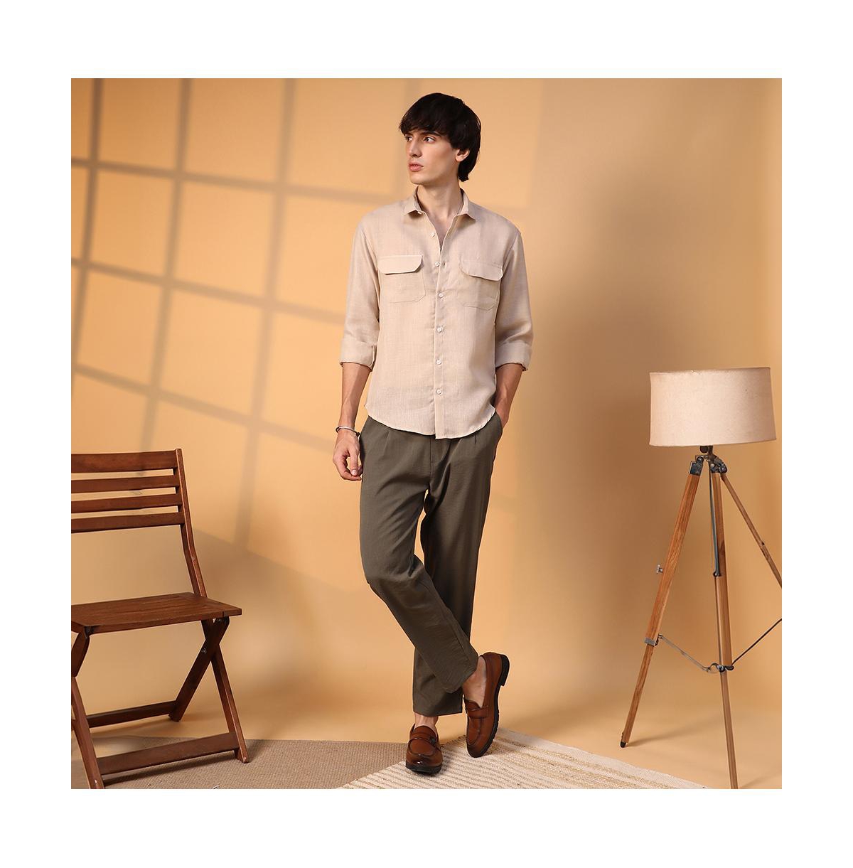 Campus Sutra Men's Solid Utility Shirt