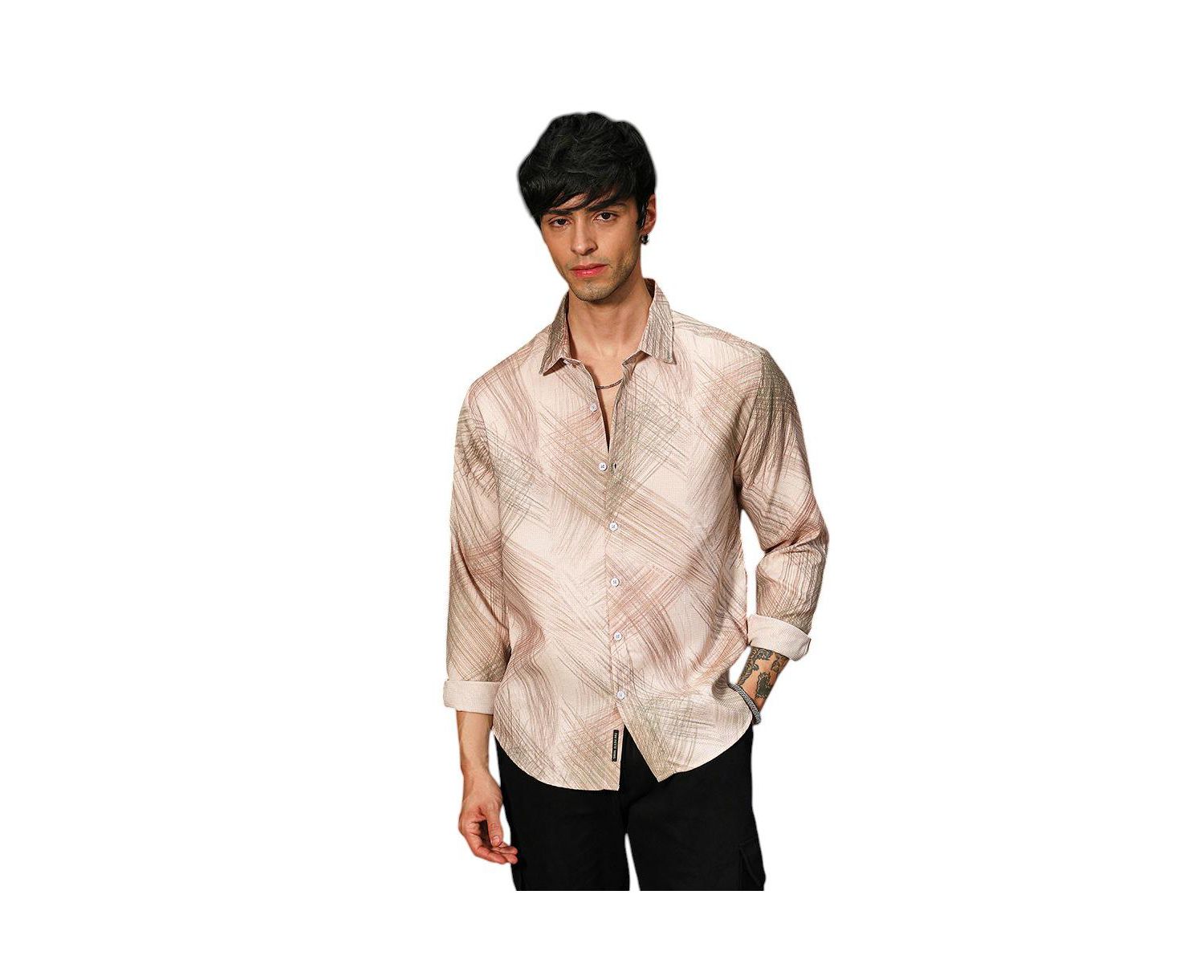 Men's Ecru Beige Soft-Brushed Shirt