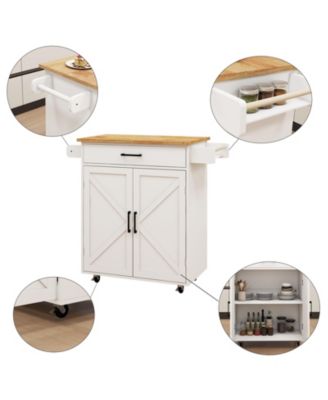 Rolling Kitchen Trolley Cart with Shelves & Towel Rack