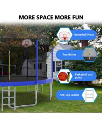 Streamdale 14FT Kids Trampoline with Safety Net, Basketball Backboard, and Ladder