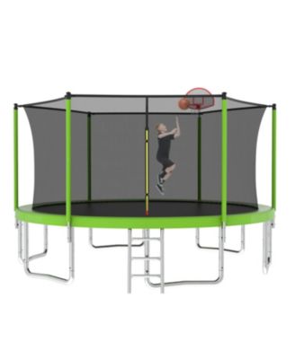 Streamdale 14FT Kids Trampoline with Safety Net, Basketball Hoop, and Accessories