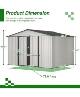 Streamdale Galvanized Steel Outdoor Storage Shed, Lockable, 119"x98