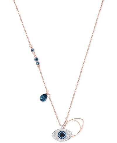 Swarovski Rose Gold-Tone Crystal Evil-Eye Pendant Necklace