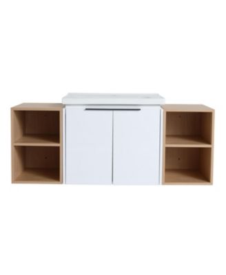 Streamdale Wall-Mounted Vanity with Storage Cabinet & Smooth Ceramic Basin