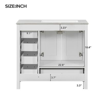  36" White Bathroom Vanity with Premium Ceramic Sink