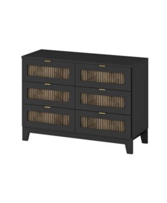 Rustic Dresser with 6 Drawers and Metal Handles