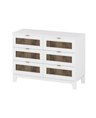 Rustic Dresser with 6 Drawers and Metal Handles