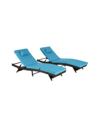 Outdoor Wicker Reclining Lounge Chairs (Set of 2) - Beach, Pool, Garden