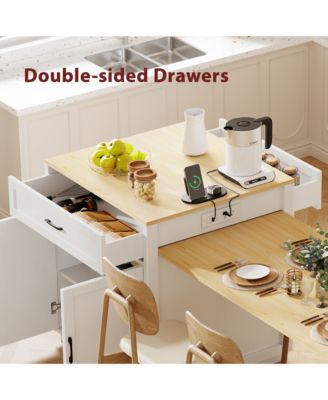 Streamdale Extendable Kitchen Island with Dining Table and Storage