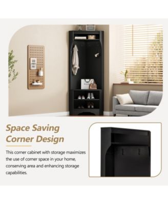 Streamdale Corner Hall Tree with Shoe Bench and Coat Hooks