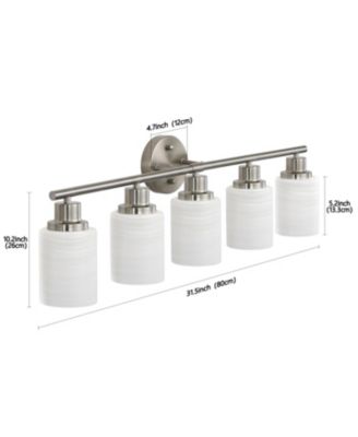 5-Light Vanity Wall Sconce with Frosted Glass Shades in Brushed Nickel