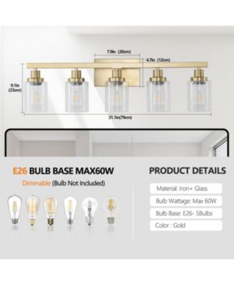 Streamdale 5-Light Clear Glass Vanity Light (No Bulbs